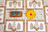 Serene Garden hand block print premium cotton table cover + placemat napkin set